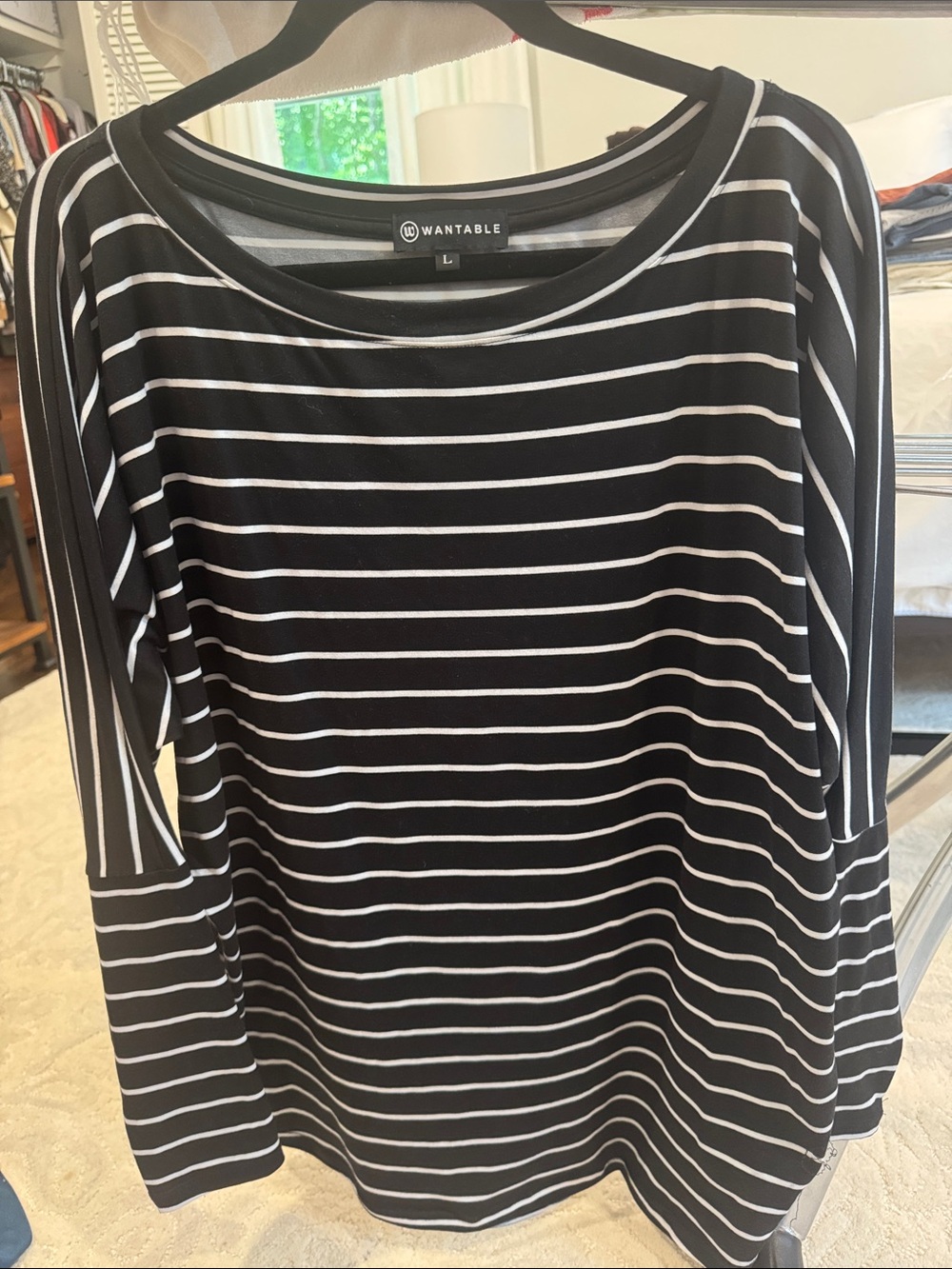 Wantable Black and White Striped Long Sleeve Tee